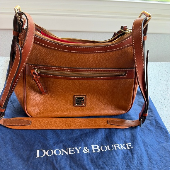 Dooney & Bourke Handbags - Dooney & Bourke pebble grain piper medium brown leather crossbody bag caramel